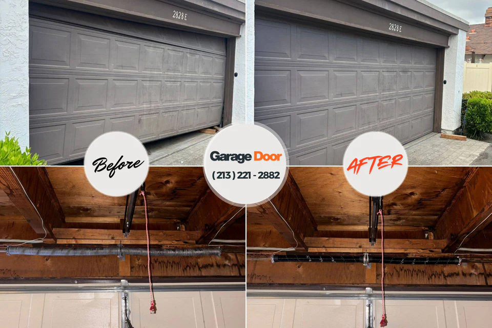 Before and after: garage door repair West Hempstead, NY